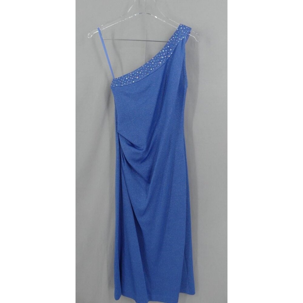 St John 6 Dress Newport Evening Cocktail One Shoulder Wool Blend Blue NWT $1295